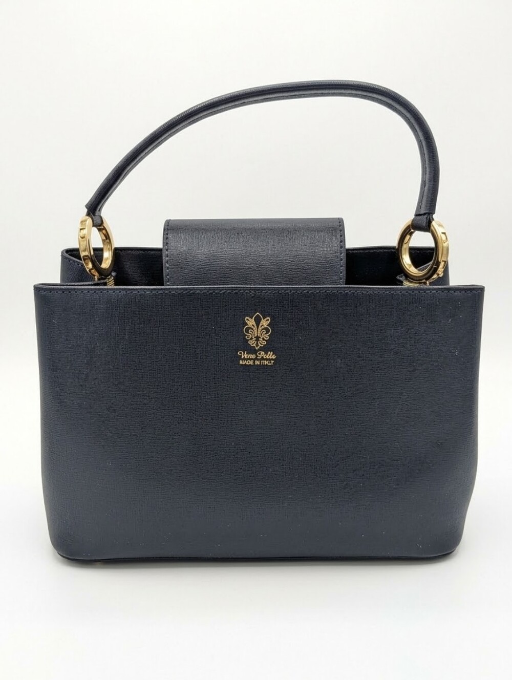 Vera Pelle Dark Navy Top-Handle Satchel